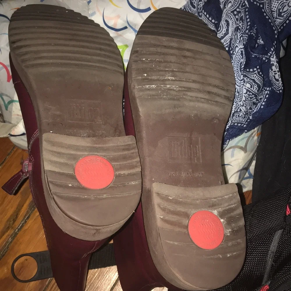 Fitflop burgundy ankle boots, worn once
